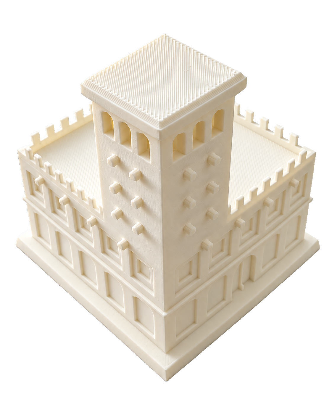 Ivory Bait Barjeel architectural miniature with courtyard walls and a wind tower